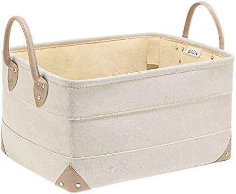 Decorative Fabric Storage Bins Basket, 15.7x11.8x8.3 Large Canvas Laundry Room Storage, Fabric St... | Amazon (US)