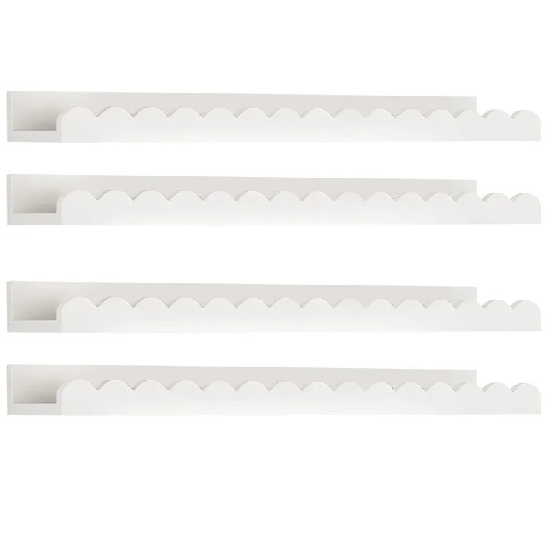 4-Layer White Nursery Shelves 4 Packs, 16.5-In Nursery Storage Rack for Wall, Scalloped Design, W... | Walmart (US)