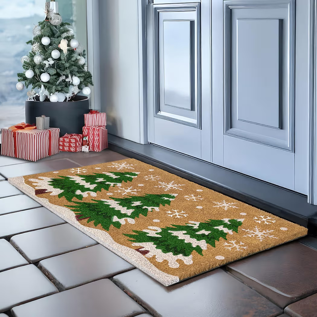 Christmas Tree Door Mat 30x17 Inch, Winter Holiday Welcome Mat for Covered Outdoor Area, Coir Doo... | Amazon (US)