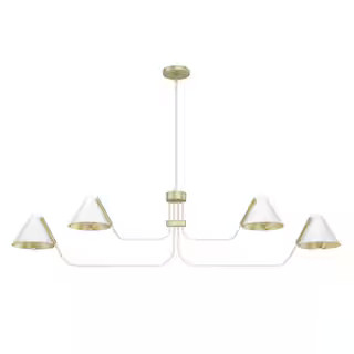 Grove Isle 4-Lights Matte White Chandelier with Metal Shades | The Home Depot