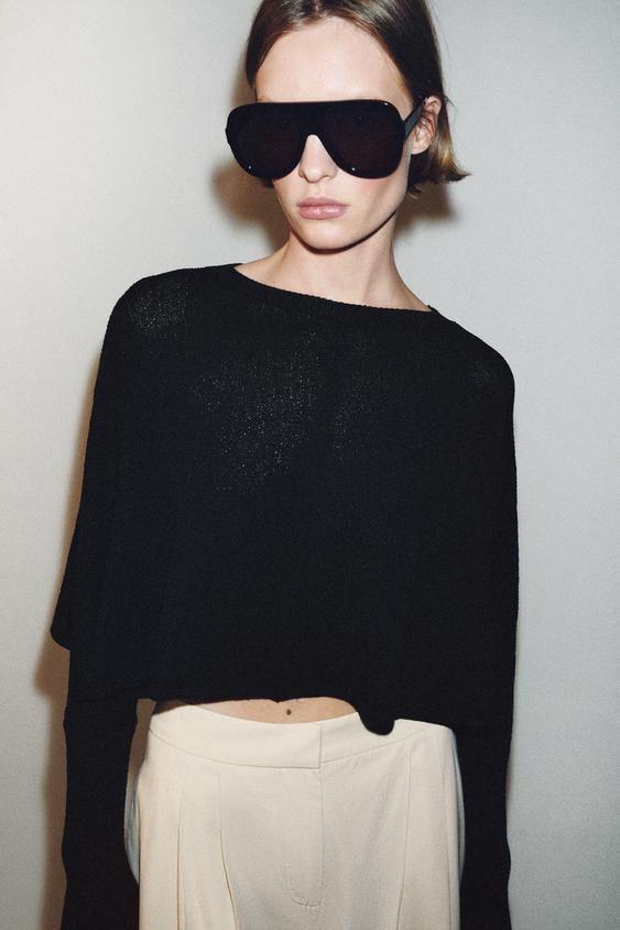 CROPPED BATWING SLEEVE KNIT JUMPER | Zara Canada