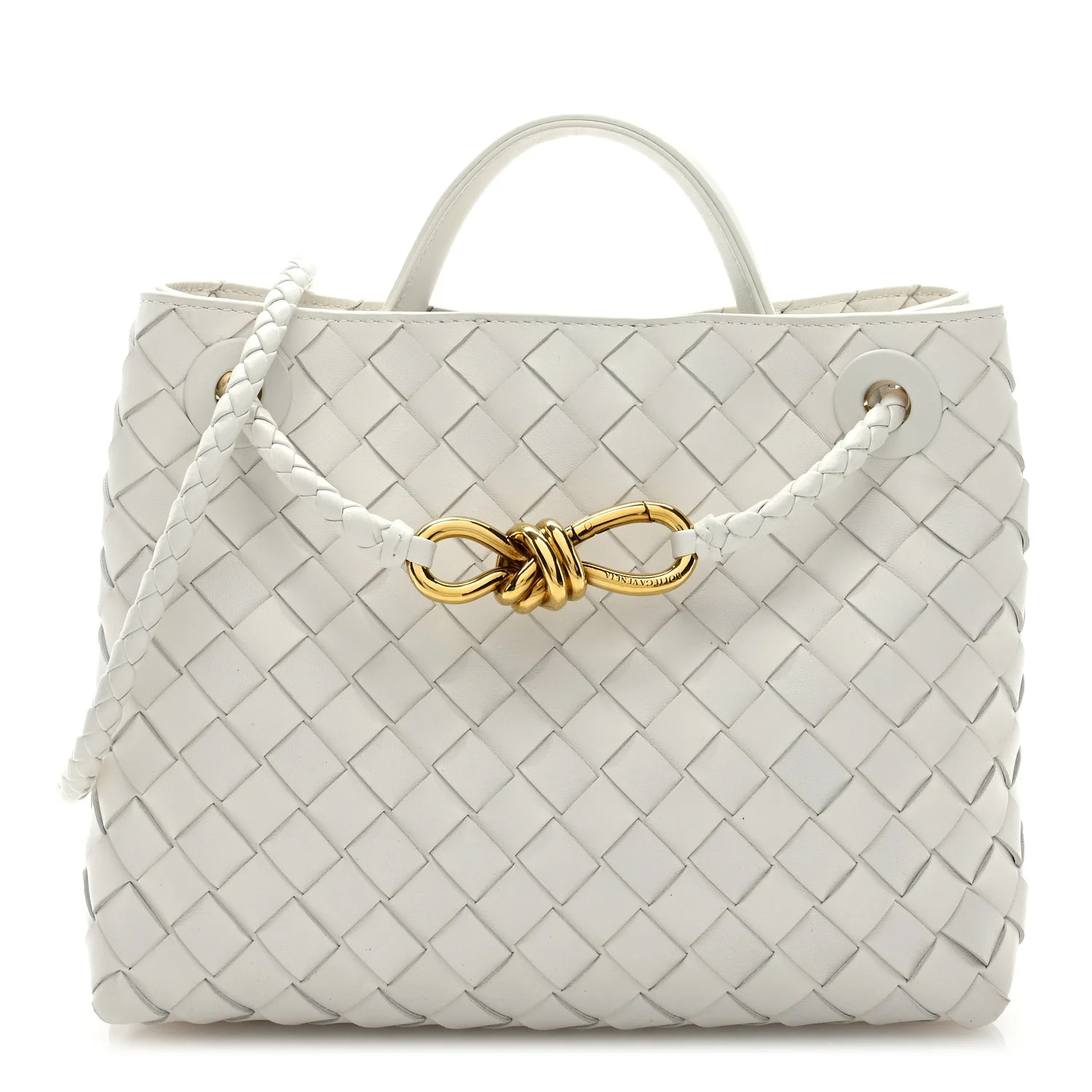 Nappa Intrecciato Small Andiamo Shoulder Bag White | FASHIONPHILE (US)