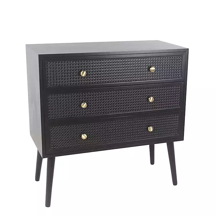 Midnight Textured 3-Drawer Pine Cabinet | Kirkland's Home