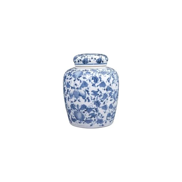 Woven Paths Blue and White Ginger Jar with Lid - Walmart.com | Walmart (US)