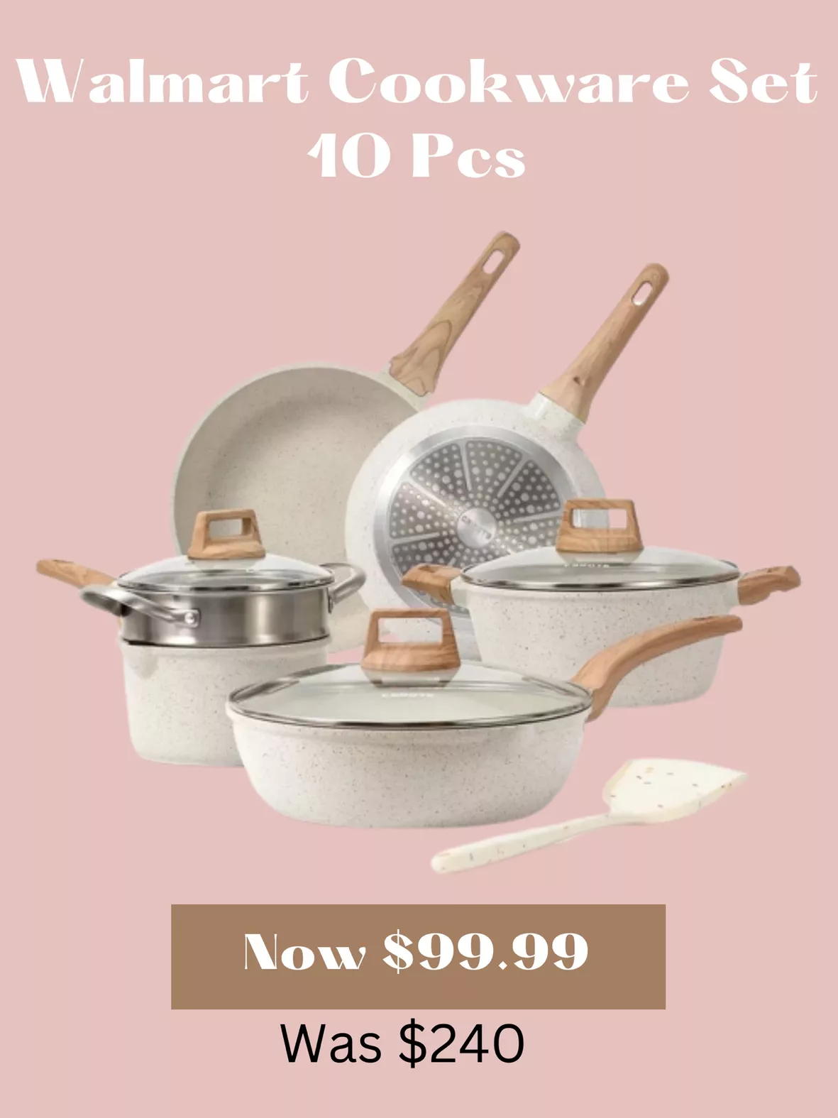 10 pcs Pots and Pans Set Nonstick, White Granite Induction Kitchen Cookware  Sets