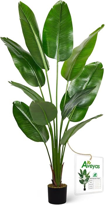 Aveyas 6ft Artificial Bird of Paradise Tree for Home Decor, 6 Feet Faux Floor Plant Fake Silk Ban... | Amazon (US)