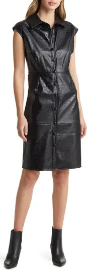 Croc Embossed Faux Leather Shirtdress | Nordstrom