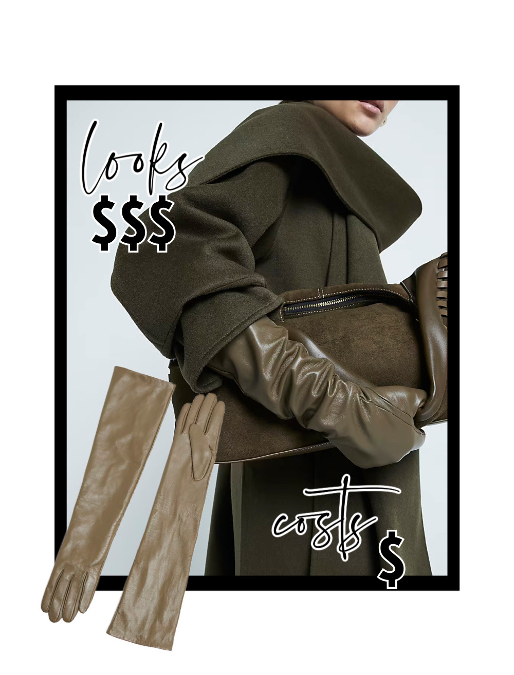 Khaki Long 100% Leather Gloves for £25 | Smart Shopping with ZET #LTKxZET  

 #LTKFindsUnder50 #LTKStyleTip