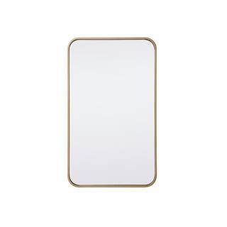 Timeless Home 30 in. H x 18 in. W Brass Modern Soft Corner Rectangular Wall Mirror | The Home Depot