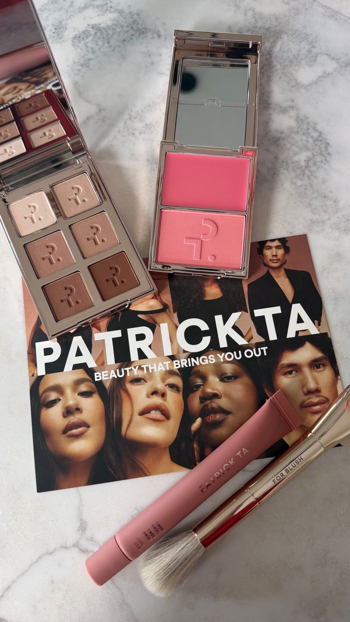 Patrick Ta Beauty 

Major Dimention Eyeshadow Palette - Light 
Major Headlines Double Take Blush Duo - She’s That Girl
Major Moisture Lip balm - Crème Brûlée 
Dual Ended Blush Brush 
  

#LTKBeauty