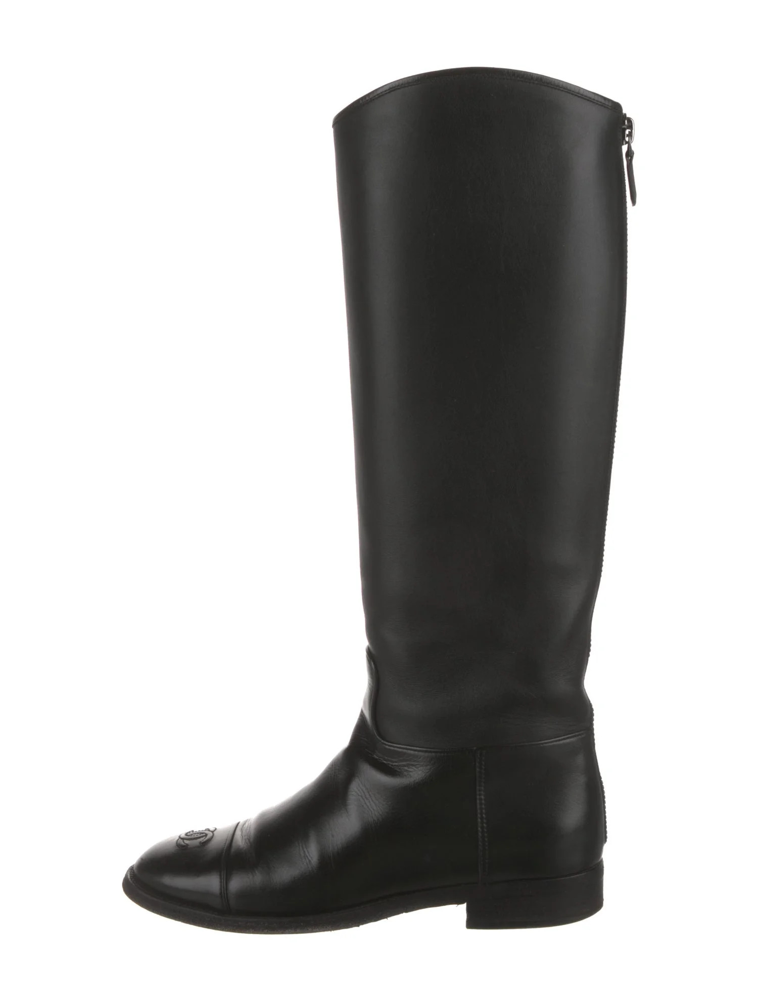 Chanel 2019 Interlocking CC Logo Riding Boots - Black Boots, Shoes - CHA1395114 | The RealReal | The RealReal