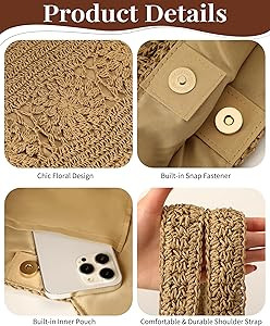 Beach Bag, Straw Beach Bags for Women, Floral Designed Beach Tote Lightweight Foldable Straw Bag | Amazon (US)