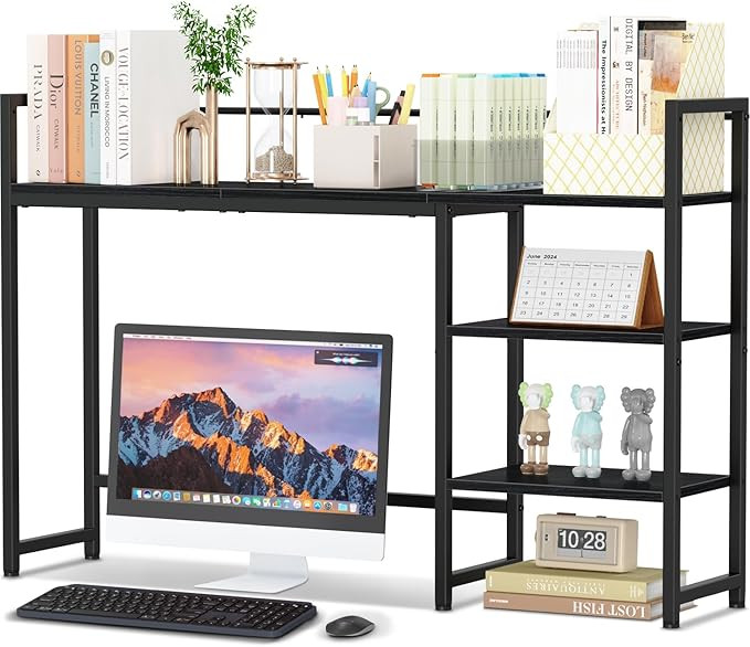 Snughome Desk Shelf, 44.9" Large Desktop Organizer Shelf, Desk Hutch for Monitor, 4 Tier Display ... | Amazon (US)