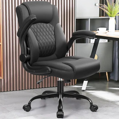 Genuine Leather Office Chair, PU Home Computer Chair, Ergonomic Back Support, 360° Free Rotation, Small Gaming Chair, With Wheels And Adjustable Armre | Wayfair North America