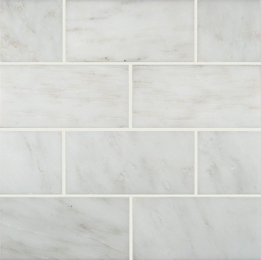 MSI Arabescato Carrara Beveled 3 in. x 6 Honed Marble Tile for Kitchen Backsplash, Floor Tile, Wa... | Amazon (US)