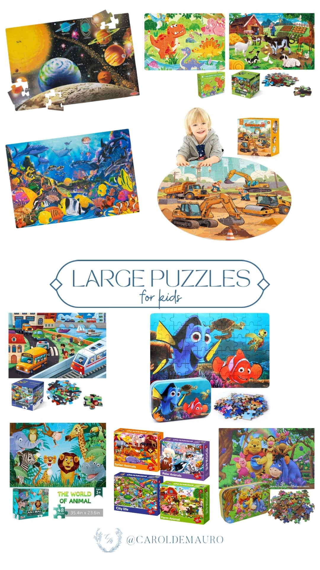 The best jumbo puzzles to keep little minds engaged for hours! From dinosaurs to under the sea, there's a theme for every kid.

large puzzles for kids, jumbo floor puzzles, toddler puzzles, kids screen free activities, educational toys, family game night, preschool learning toys

#LTKKids