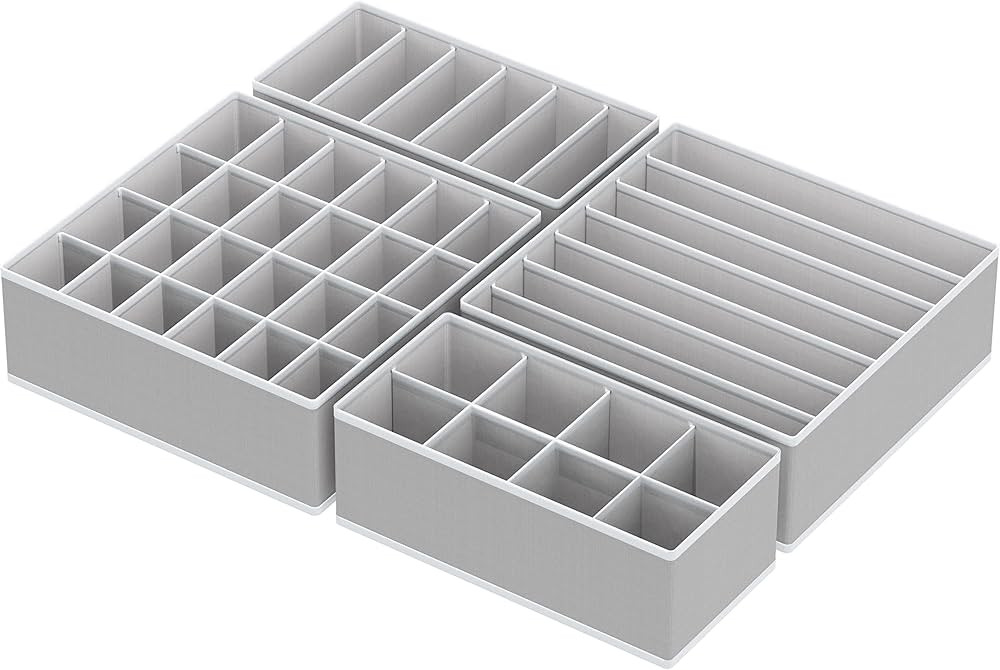 SimpleHouseware Closet Underwear Organizer Drawer Divider 4 Set, Gray | Amazon (US)