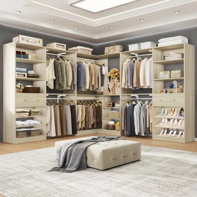 95” x 95” Closet System with Wooden Drawers(Adjustable Width) | Wayfair North America