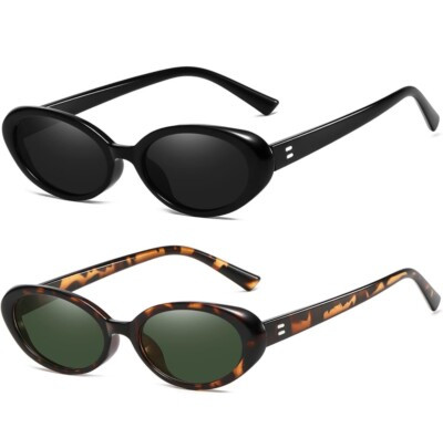 2Pack Retro Oval Sunglasses for Women Fashion 90s Vintage Style Cat Eye Glasses | eBay US