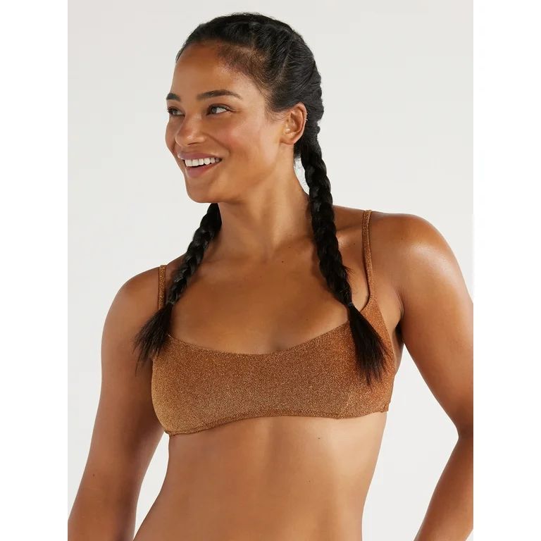 Love & Sports Women's Metallic Maui Bikini Top with Adjustable Straps, Cinnamon Spice, Sizes XS-X... | Walmart (US)
