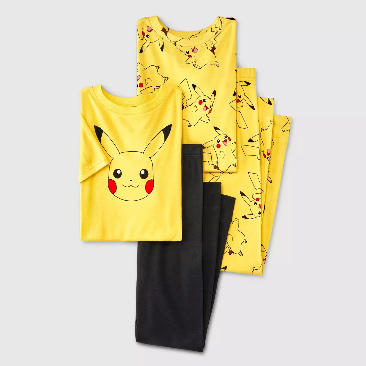 Boys' Pokémon Pikachu 4pc Tight Fit Cotton Short Sleeve Pajama Set - Yellow | Target