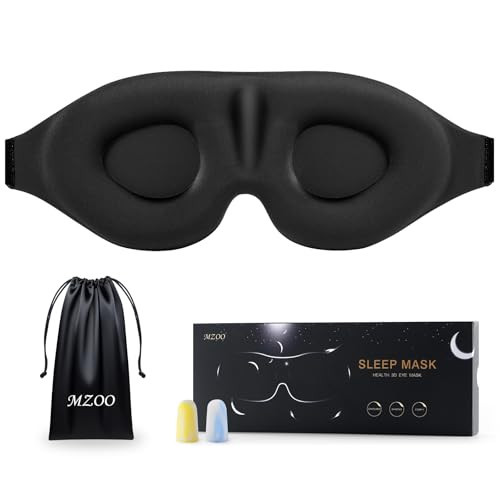 MZOO Luxury Sleep Eye Mask for Side Sleeper Men Women, Zero Eye Pressure 3D Sleeping Mask, Light Blocking Patented Design Night Blindfold, Soft Eye Shade Cover for Travel, Black | Amazon (US)