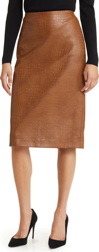 Anne Klein Croc Embossed Faux Leather Skirt | Nordstrom | Nordstrom