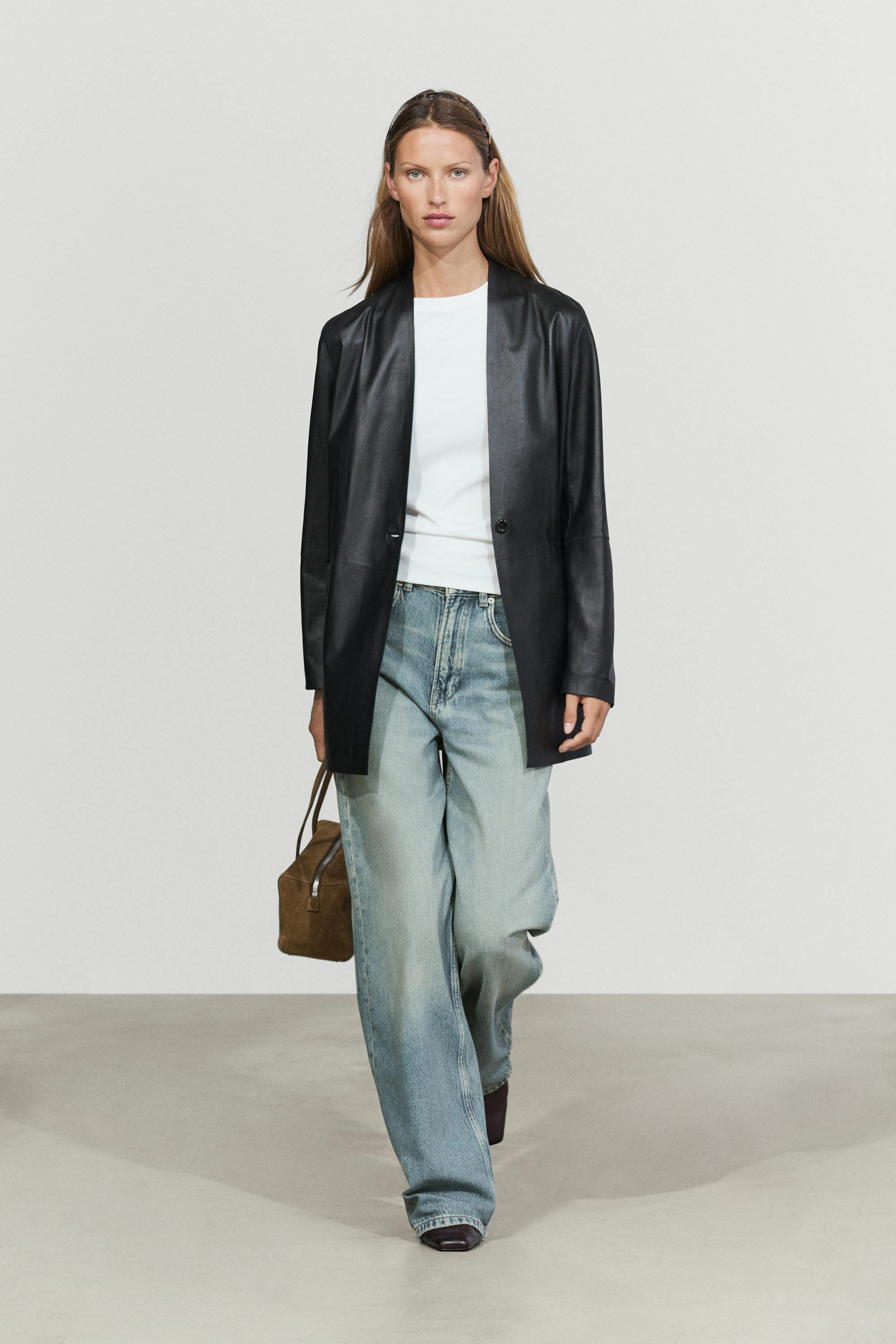 Single-button 100% nappa leather blazer | Massimo Dutti UK