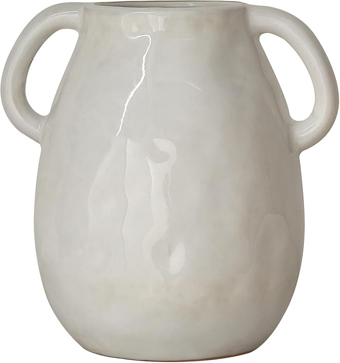 White Ceramic Flower Vase Decor: Modern Farmhouse Vase Rustic Terracotta Vase Clay Vase Pottery H... | Amazon (US)