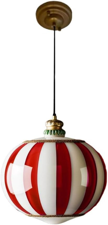 Circus Style Chandelier Vintage Red and White Striped Design Glass Lampshade Lighting Fixtures LE... | Amazon (US)
