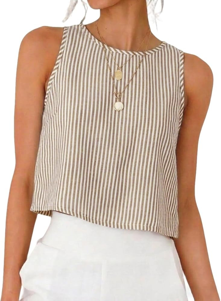 IDEALSANXUN Womens Gingham Crop Tank Tops 2026 Spring Summer Sleeveless Vest Top | Amazon (US)