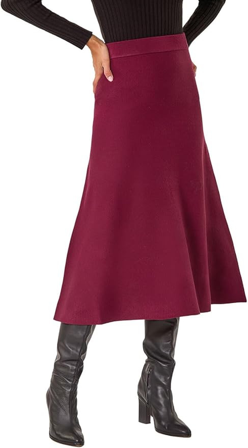 Roman Originals Knitted Skirt for Women UK Ladies Midi Maxi Full Length Winter Autumn A-Line Swin... | Amazon (UK)