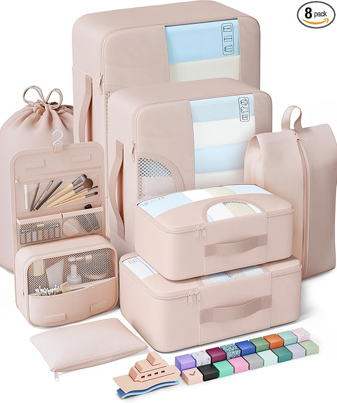 Veken 8 Set Packing Cubes for Travel, Beach Vacation Essentials Accessories for Cruise Ship, Suit... | Amazon (US)