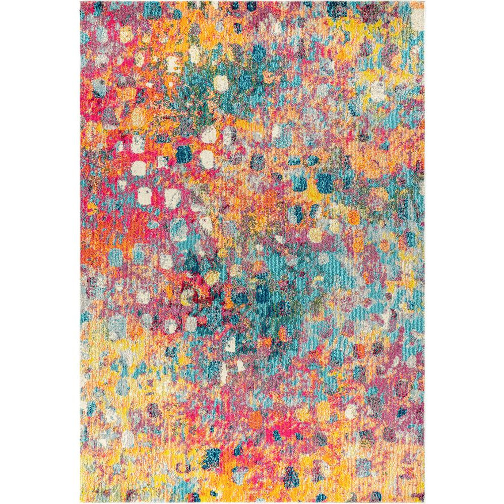 Contemporary Pop Modern Abstract Multi/Yellow 5 ft. x 8 ft. Area Rug | The Home Depot