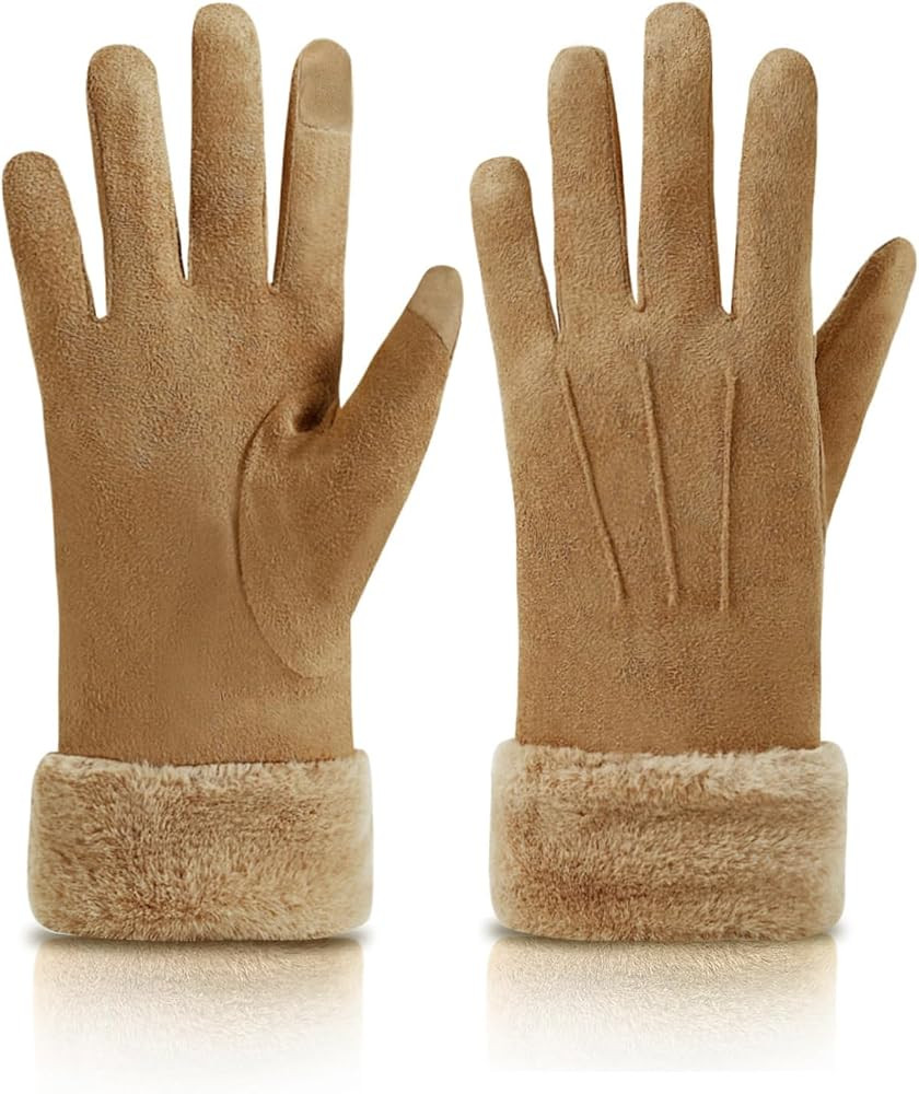 Orrpally Women Winter Gloves Thermal Touchscreen Gloves Windproof Outdoor Suede Gloves | Amazon (US)