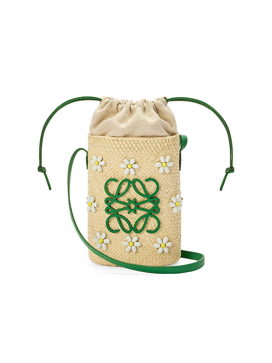Women's LOEWE x Paula's Ibiza Anagram Flower Pocket Bucket Bag - Tropical Green White | Saks Fifth Avenue
