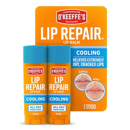 O'Keeffe's Lip Repair Lip Balm With Cooling Relief for Dry, Cracked Lips - Stick (Twin Pack) - Moisturizer for Extremely Cracked, Dry Lips | Amazon (US)