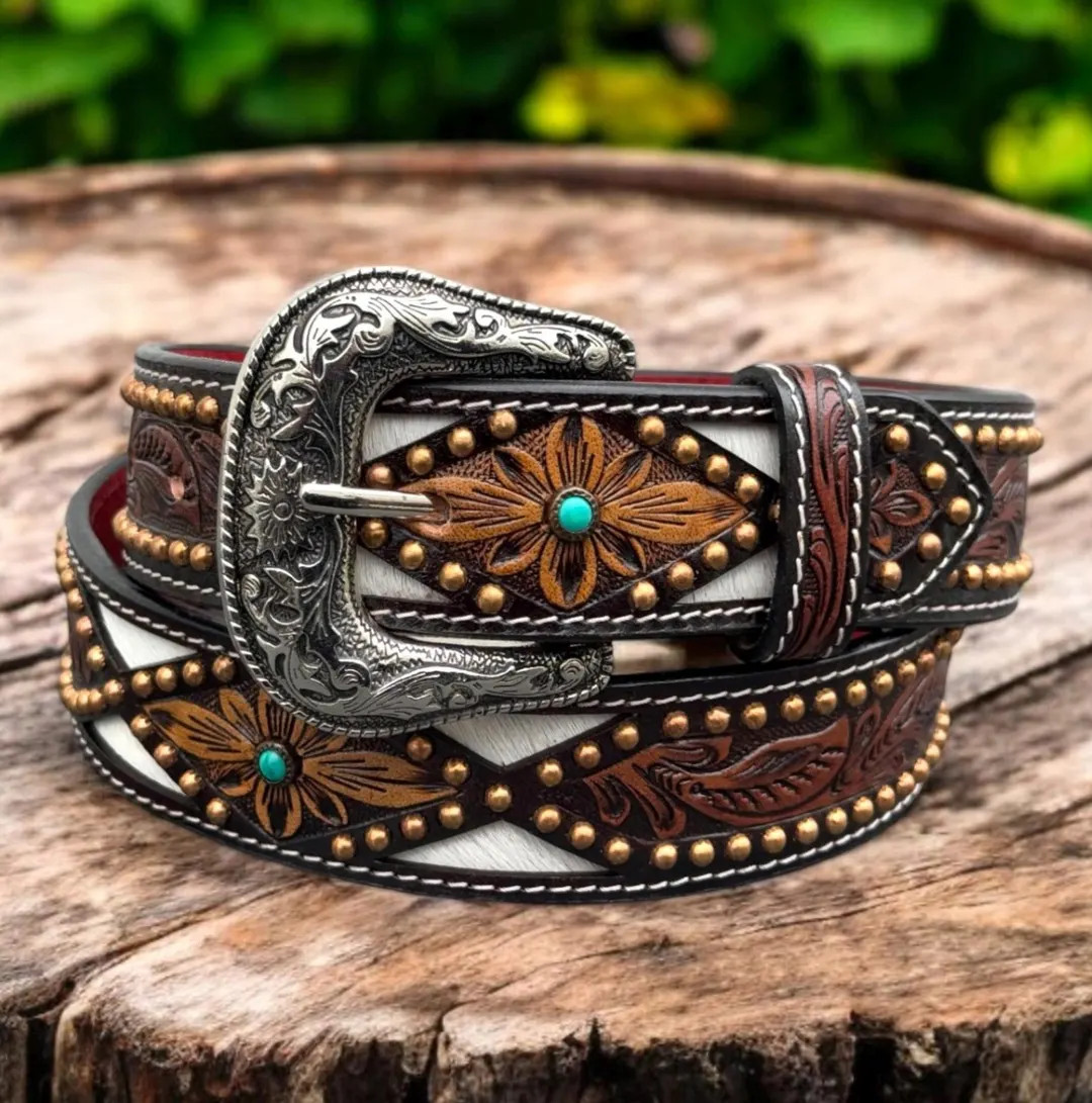 Men's Western Full Grain Genuine Leather Belt 1.5" Thick With Cowboy Buckle Embossed Tooled Belt ... | Etsy (US)