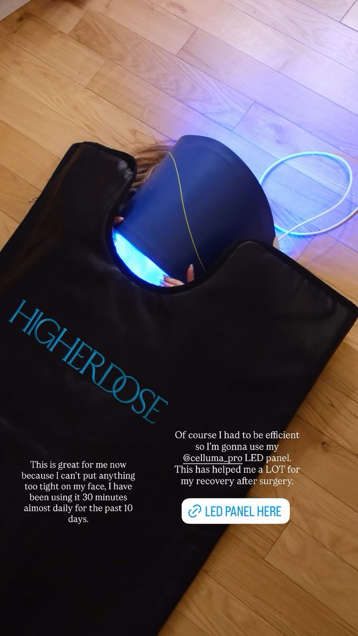 Of course I had to be efficient so I’m gonna use my @celluma_pro LED panel.
This has helped me a LOT for my recovery after surgery. This is great for me now because I can’t put anything too tight on my face, I have been using it 30 minutes almost daily for the past 10 days.