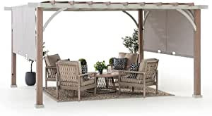 Sunjoy Outdoor Pergola 12 x 14 ft. with Adjustable Sun Shade Canopy for Backyard and Garden Shade... | Amazon (US)