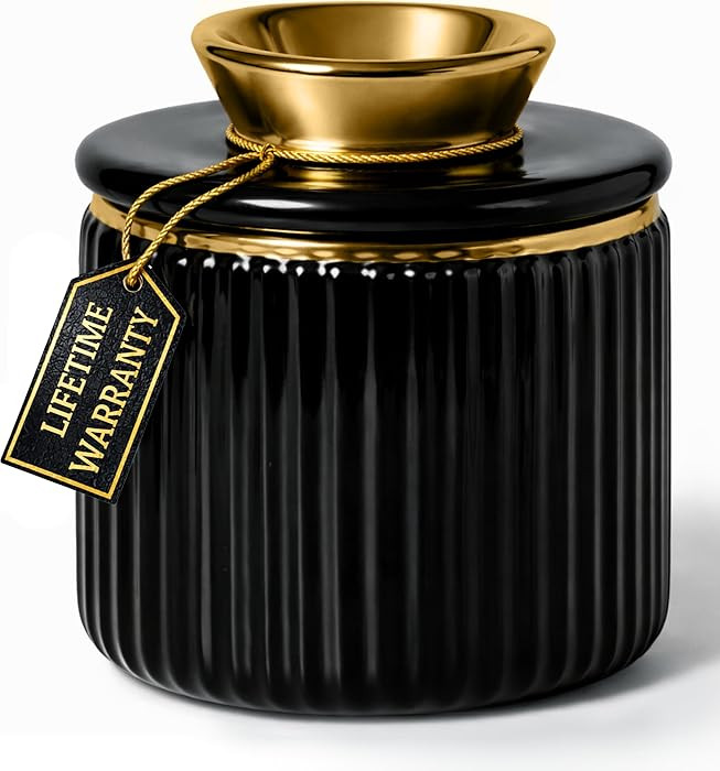 Butter Crock with Lid for Countertop – Black and Gold Ceramic French Butter Dish for Soft Butte... | Amazon (US)