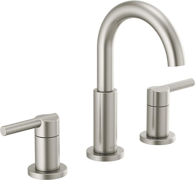 Delta Faucet Nicoli Widespread Bathroom Faucet Brushed Nickel, Bathroom Faucet 3 Hole, Bathroom S... | Amazon (US)