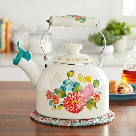 The Pioneer Woman Blooming Bouquet Enamel on Steel 2-Quart Tea Kettle | Walmart (US)