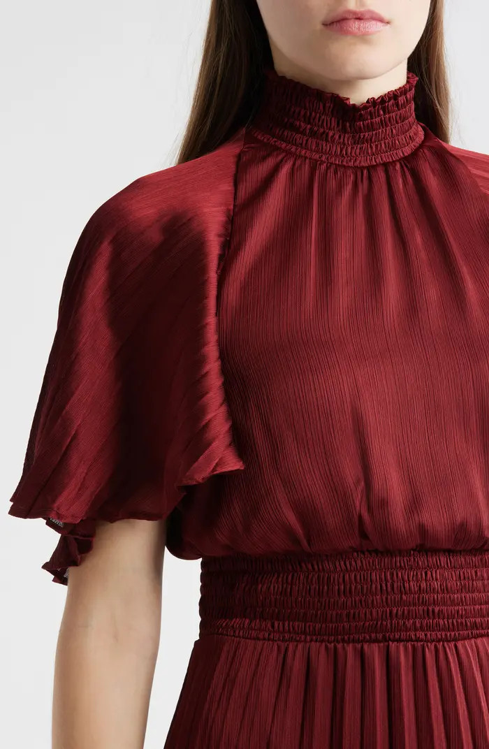 Flutter Sleeve Pleated Midi Dress | Nordstrom