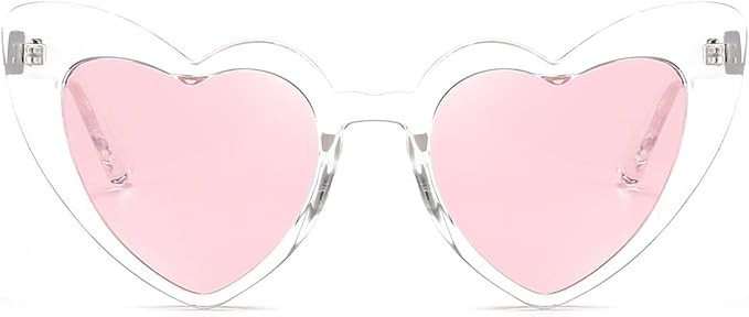 Dollger Heart Shaped Sunglasses For Women Vintage Clout Goggle Cat Eye Glitter stylish Love Glass... | Amazon (US)