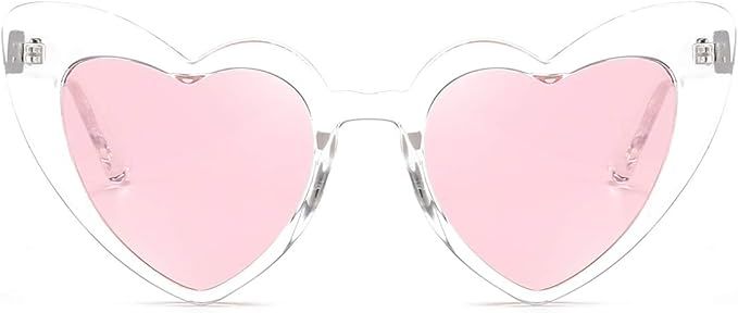 Dollger Heart Shaped Sunglasses For Women Vintage Clout Goggle Cat Eye Glitter stylish Love Glass... | Amazon (US)