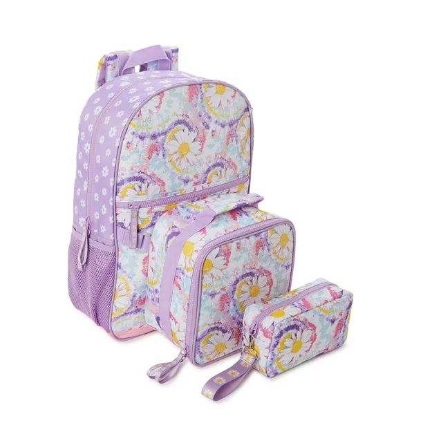 Wonder Nation Girl's Backpack with Lunch Bag 3-Piece Set Purple Daisy | Walmart (US)