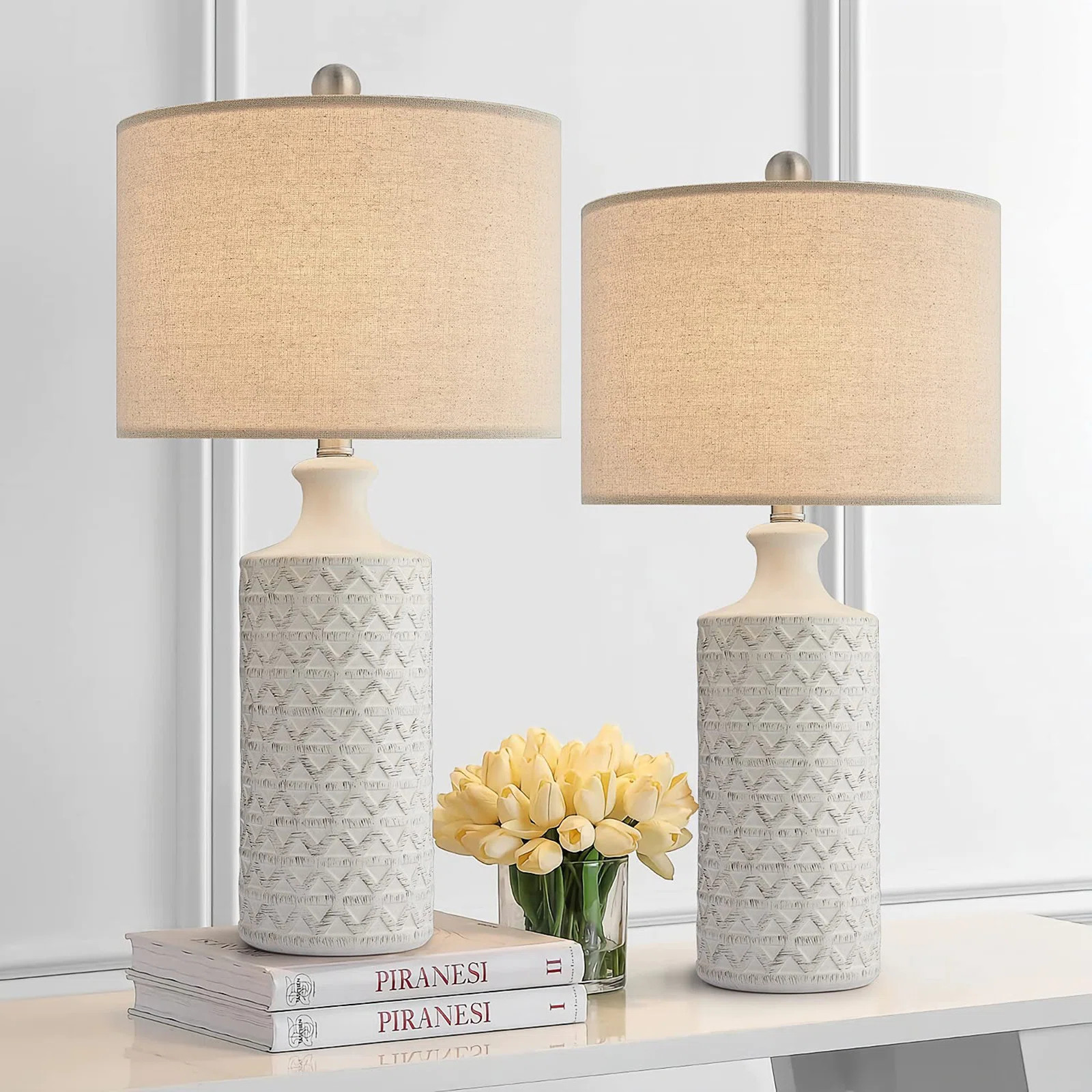 Amarchand 24.75"Modern Ceramic Lamp, for Living Room Bedroom, Bedside Table (Bulb Not Included) (... | Wayfair North America