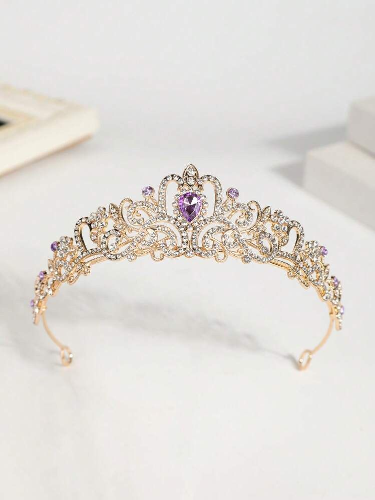 1pc Women's Fashionable Princess Crown Rhinestone Decorated Headband, Sweet Birthday Hair Accessory Tiara Hair Garland Costume Crown, Tiara Crown, Wedding | SHEIN
