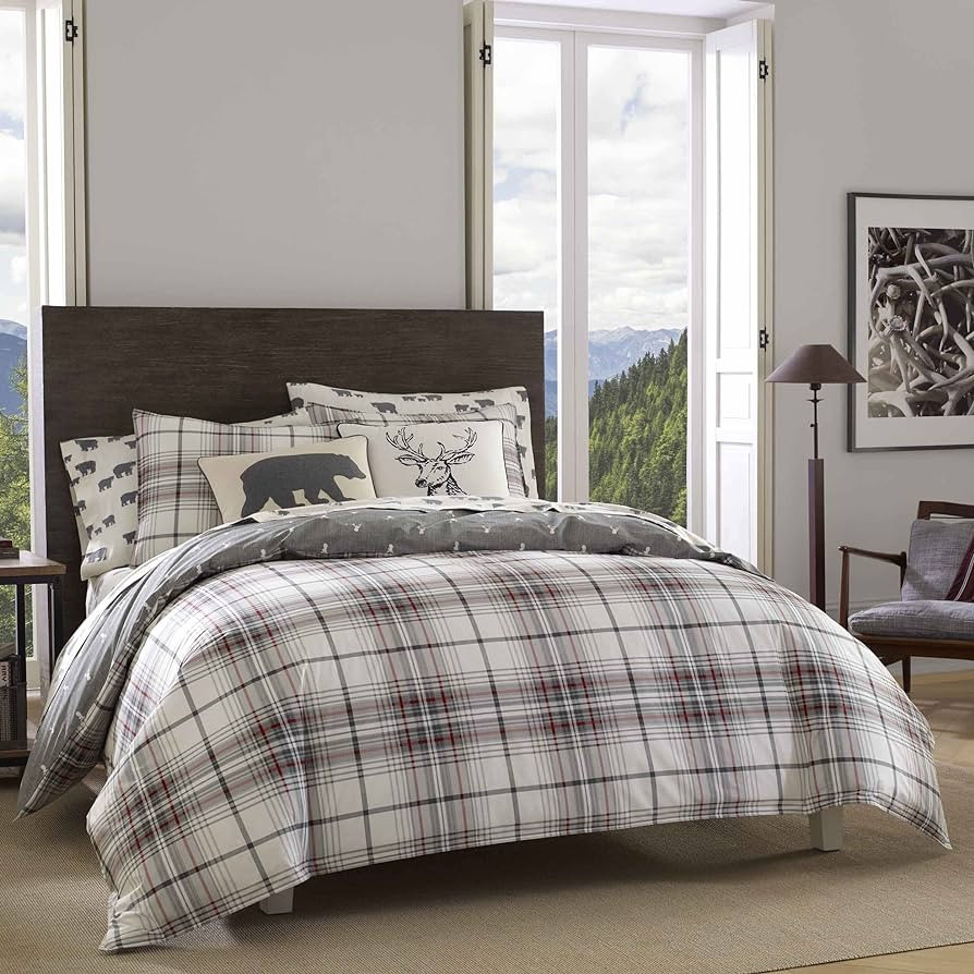 Eddie Bauer - King Duvet Cover Set, Cotton Reversible Bedding with Matching Shams, Plaid Home Dec... | Amazon (US)